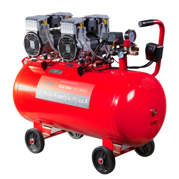 Компрессор воздушный безмасляный малошумный FUBAG OLS 500/100 CM2х2 + Набор пневмоинструмента (5 предметов) в ПОДАРОК в Омске фото