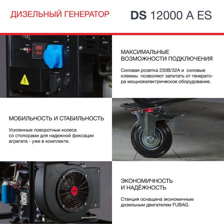 FUBAG Дизельный генератор с электростартером и коннектором автоматики DS 12000 A ES в Омске фото